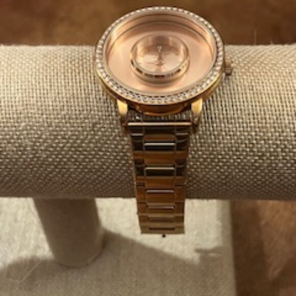 Origami Owl ROSE GOLD Watch, Rhinestones, link band, foldover clasp - Picture 1 of 7